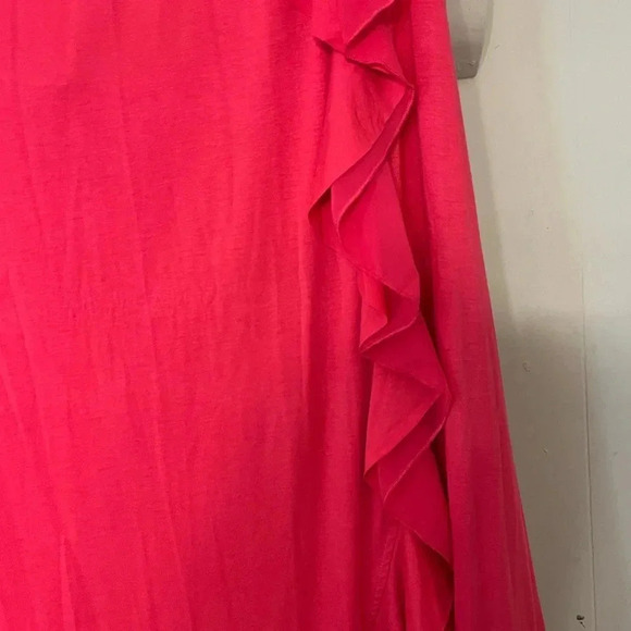 Women’s high low skirts. Giuliana skirt. Pink wrap ruffle lined pencil skirt. - Picture 11 of 16